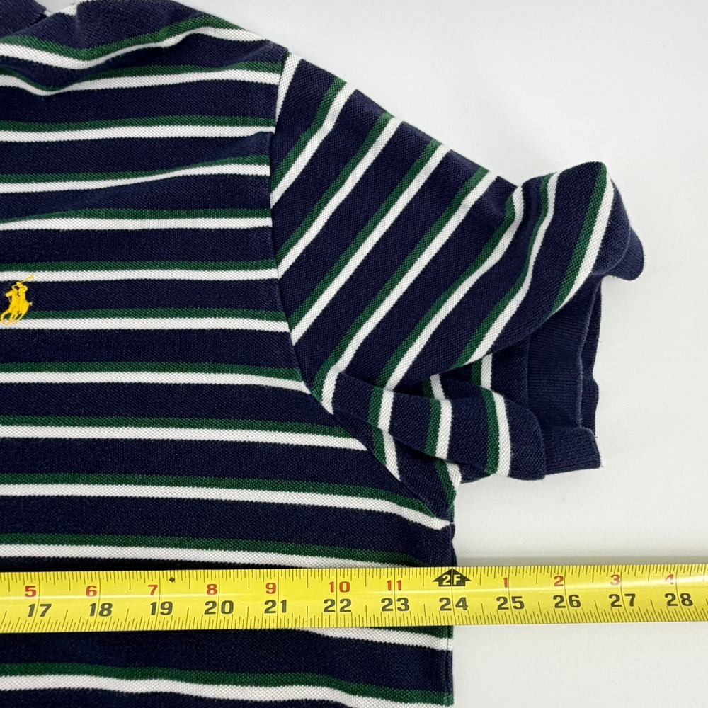 Polo Ralph Lauren Mens XL Striped Polo Shirt Navy Blue Green White Yellow Pony - Picture 5 of 6